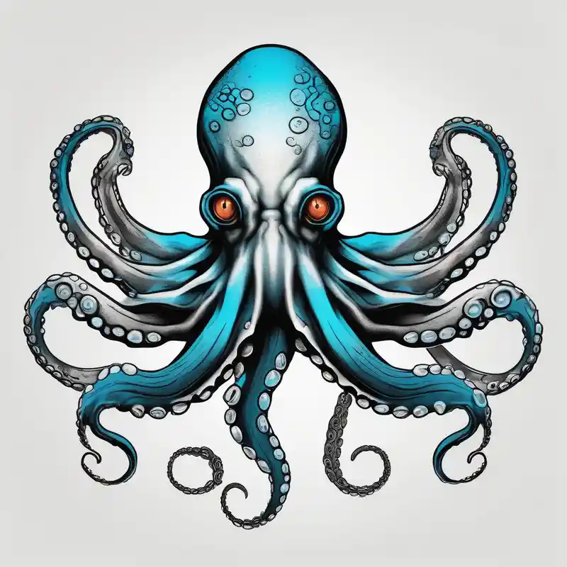 octopus with neon Blue suckers tattoo cute tattoo idea – Black and White, Black and white